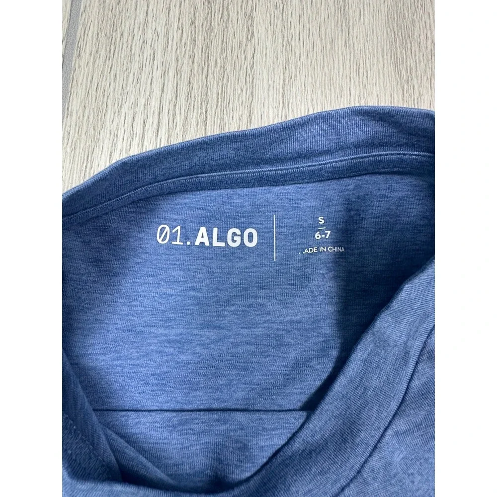 01.ALGO Kids Boys T Shirt Blue Heather Size 6-7 Shrt Sleeve Crew Neck Stitch Fix - Picture 2 of 3